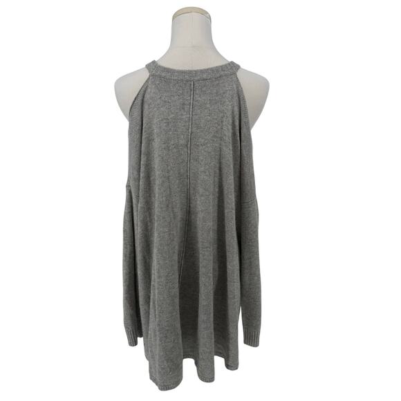 Y2K Cold Shoulder Long Sleeve Sweater LOVE LIFE Grey Women's Size M - Picture 3 of 5